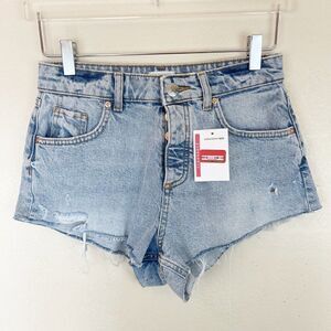 River Island Cut Off Denim Jean Shorts Frayed Hem Size EU 36